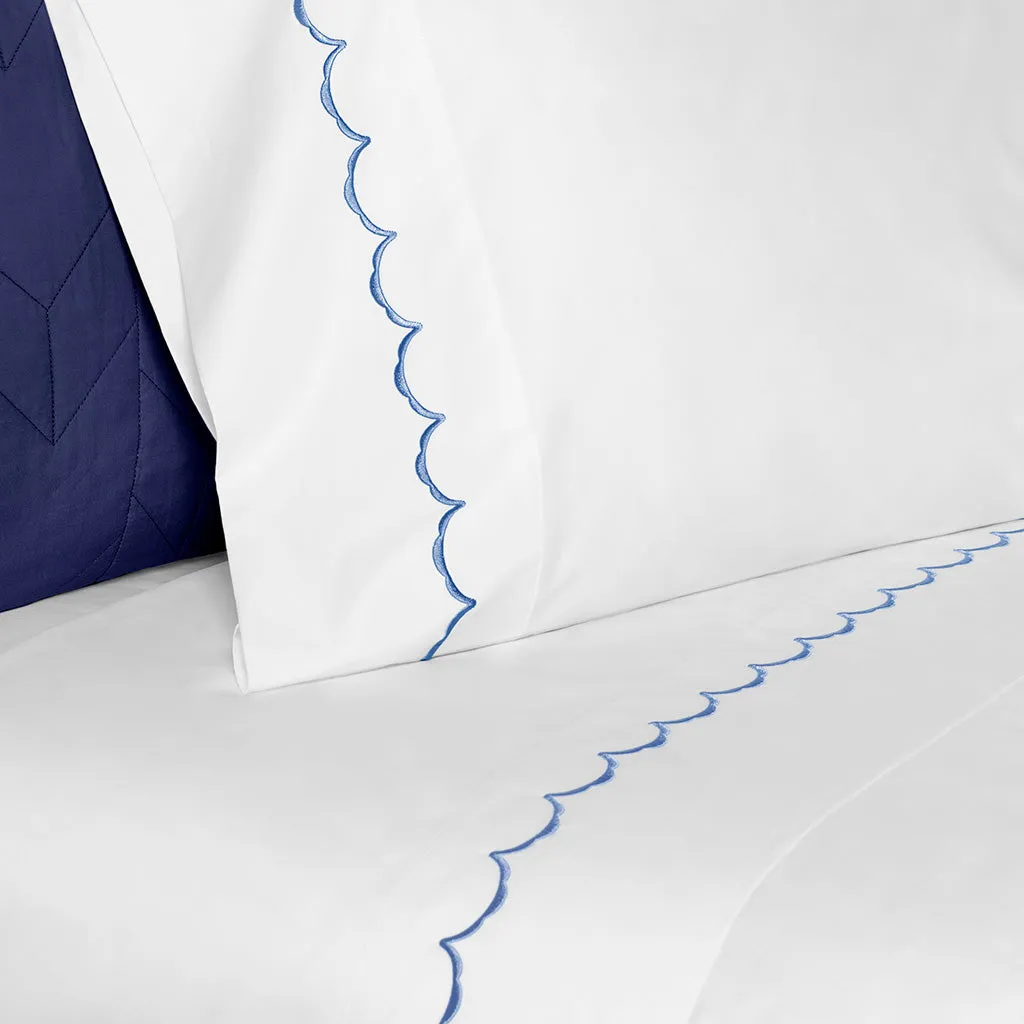 The Coastal Blue Wavelet Embroidered Sheet Set