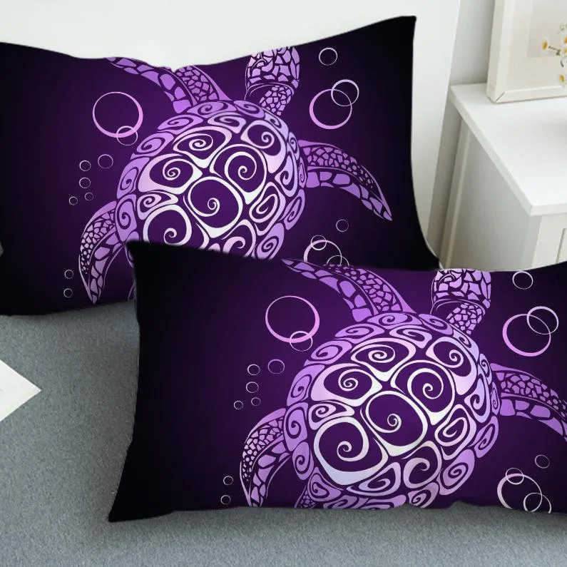 The Purple Turtle Twist Reversible Bed Cover Set