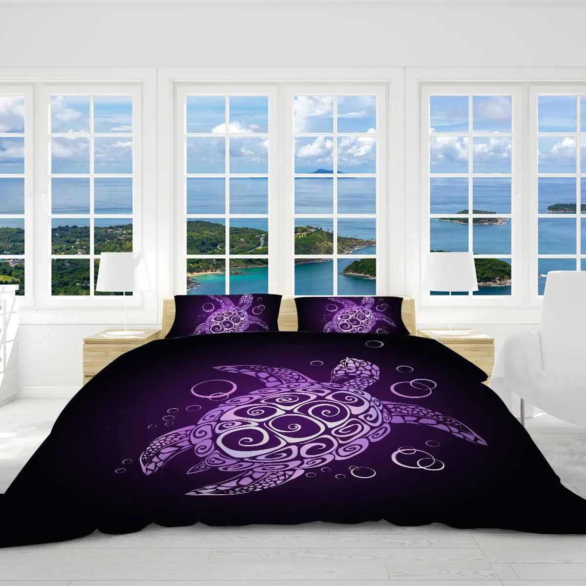 The Purple Turtle Twist Reversible Bed Cover Set