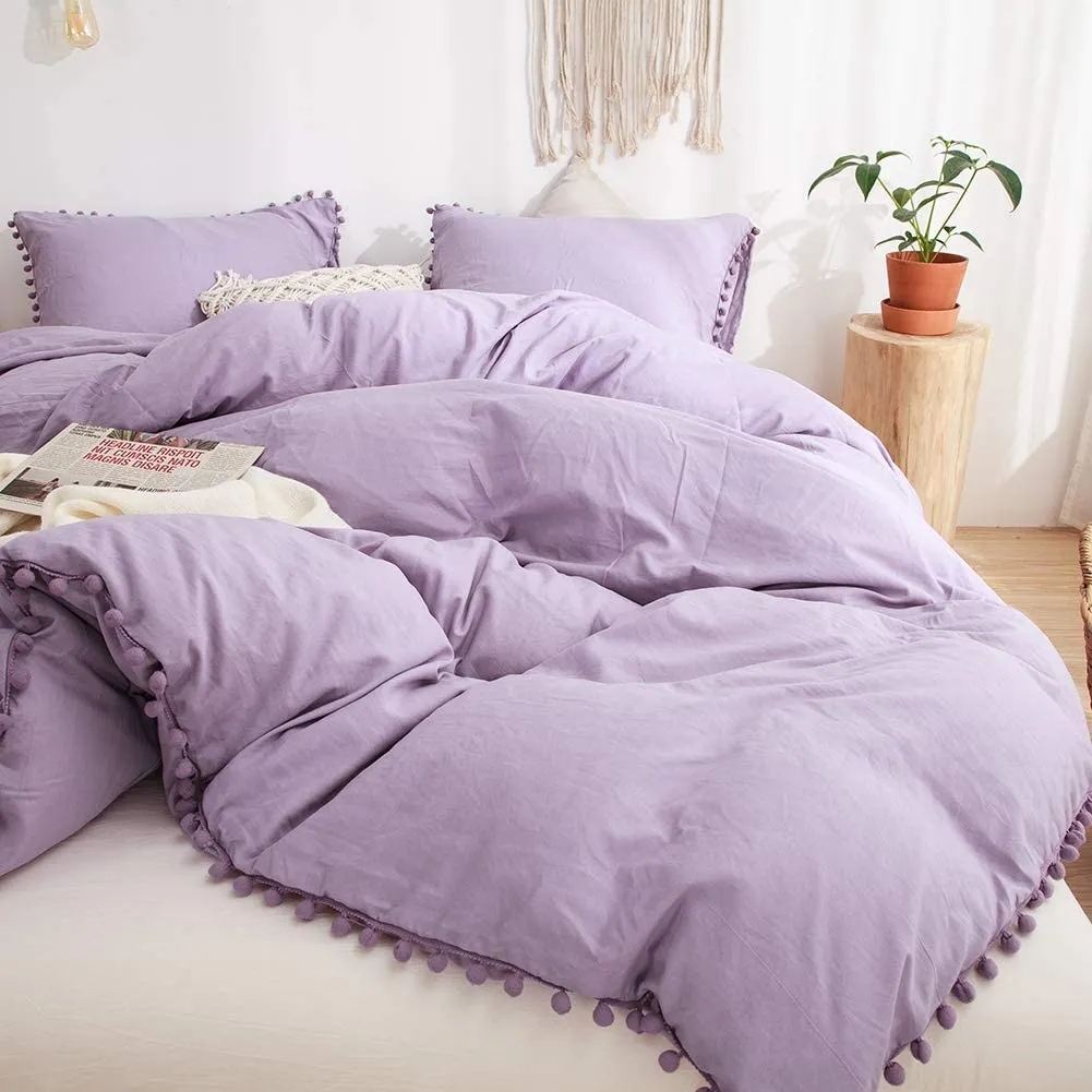 The Softy Pom Pom Purple Bed Set