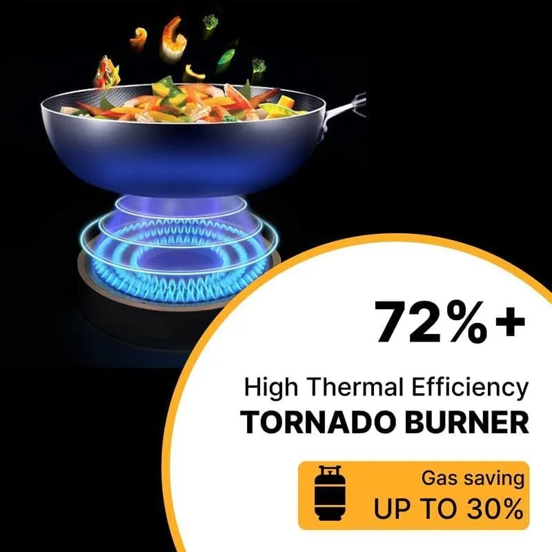 Thermador Super Sleek Gas Stove 3 Burners|Permium Gas Saver Tornado Burner 3 Burner Gas Stove| Manual Ignition | LPG Compatible Gas Chulha | ISI Certified | 1 Yr Manufacturer Warranty