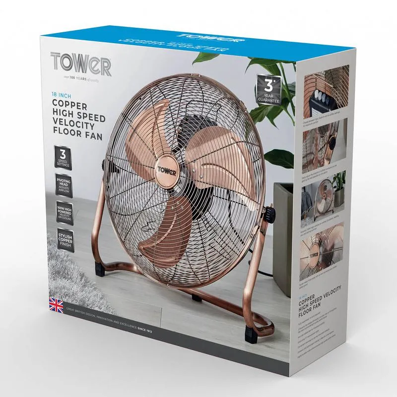 Tower Velocity Floor Fan 18"  - Copper