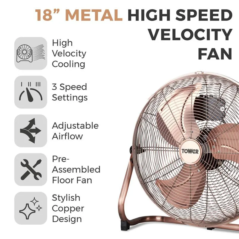 Tower Velocity Floor Fan 18"  - Copper