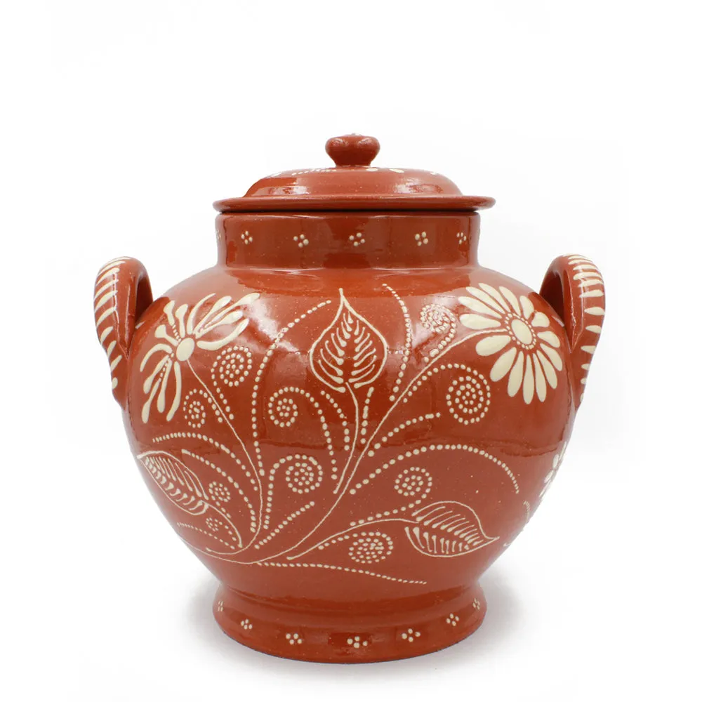 Traditional Portuguese Pottery Hand-painted Vintage Clay Terracotta Soup Tureen