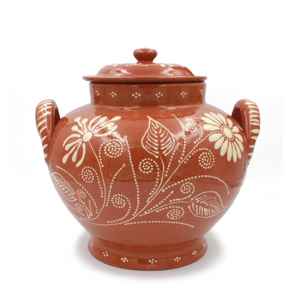 Traditional Portuguese Pottery Hand-painted Vintage Clay Terracotta Soup Tureen