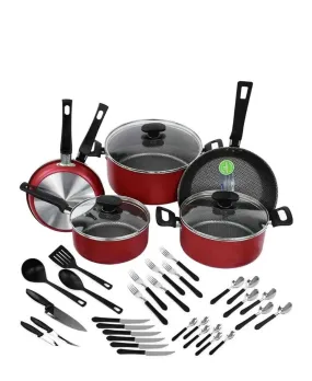 Tramontina 38 Piece Non-Stick Bordo Cookware Set - Red & Black