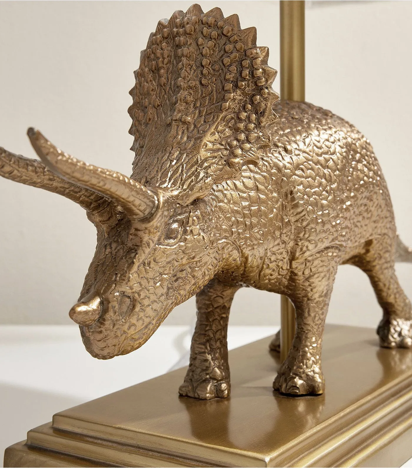 Triceratops Table Lamp Antique Brass/White