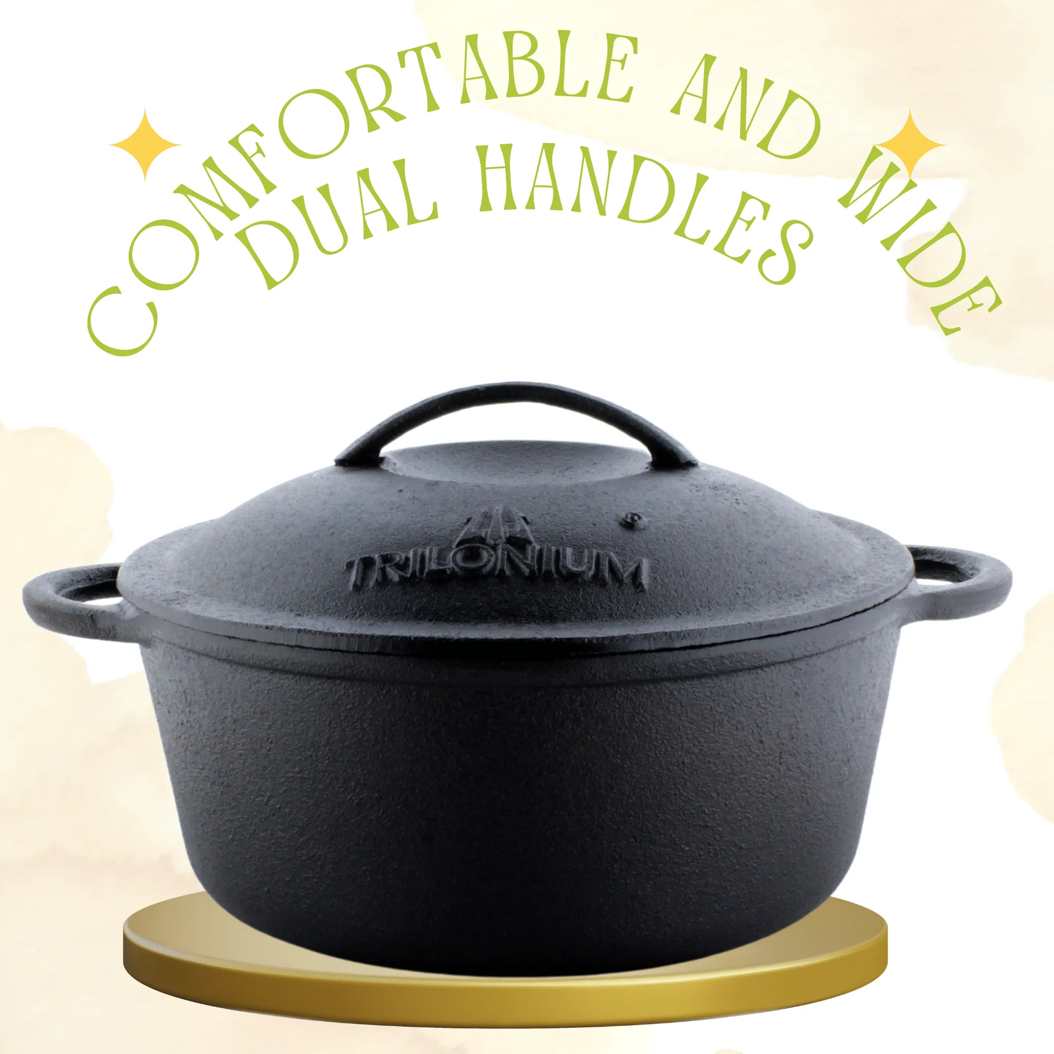 Trilonium Pre-Seasoned Cast Iron Combo Skillet Fry Pan 26cm   5 Litres Dutch oven 26cm