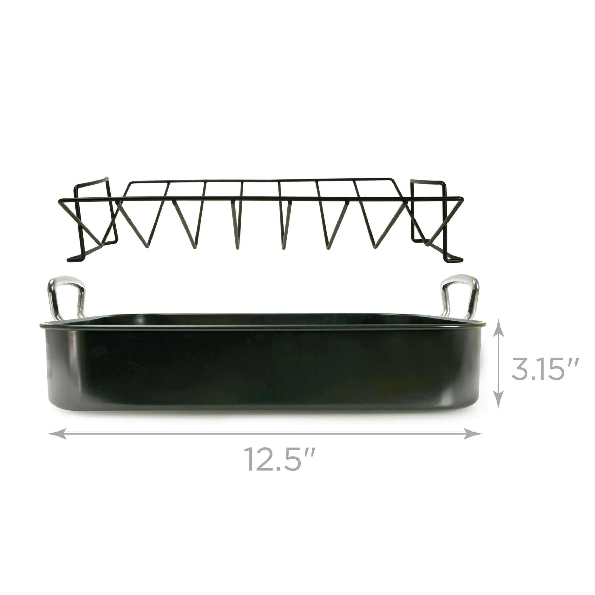 Turkey Roaster With Rack, 17" x 12", Black - Ecolution