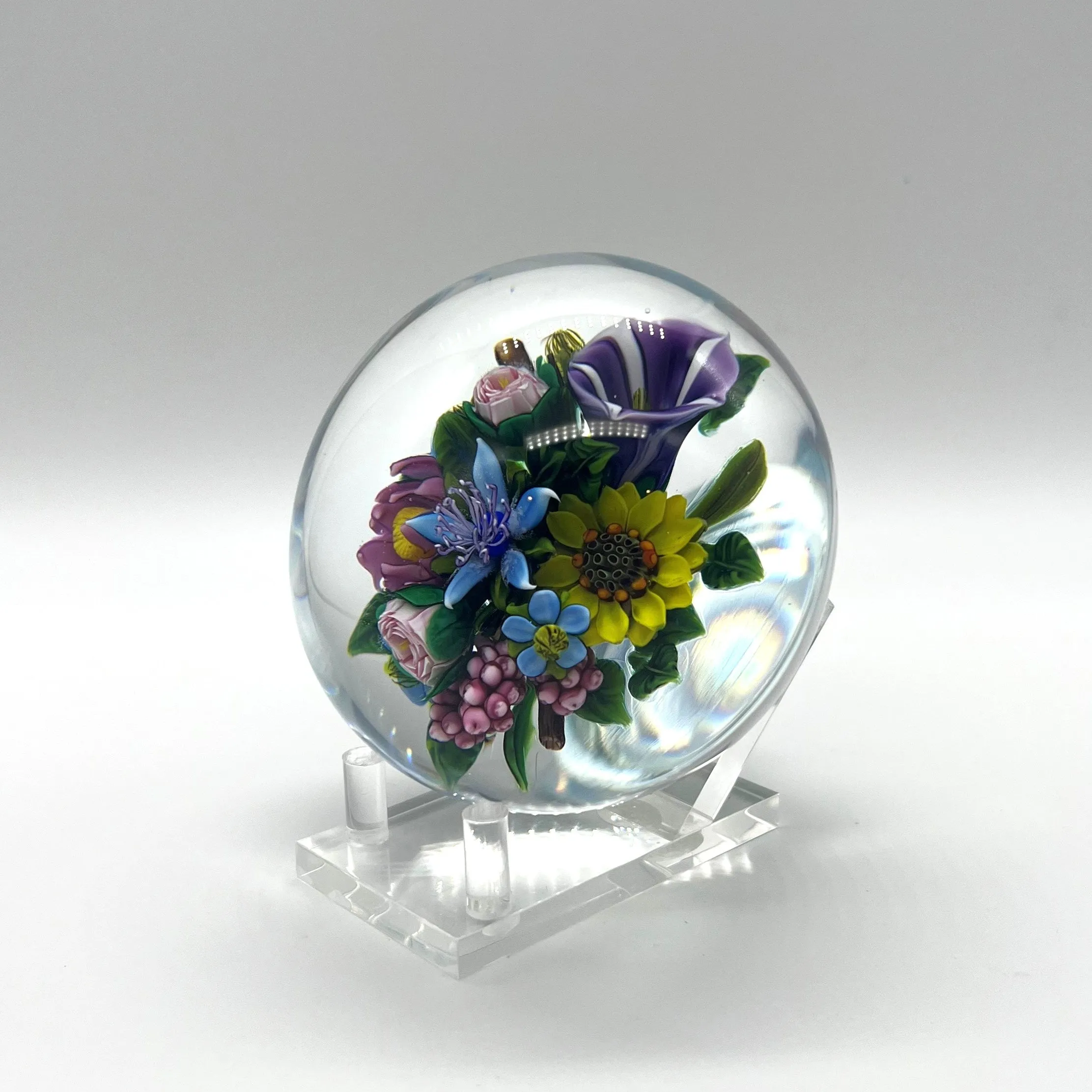 Violet Morning Glory Paperweight by Ken Rosenfeld