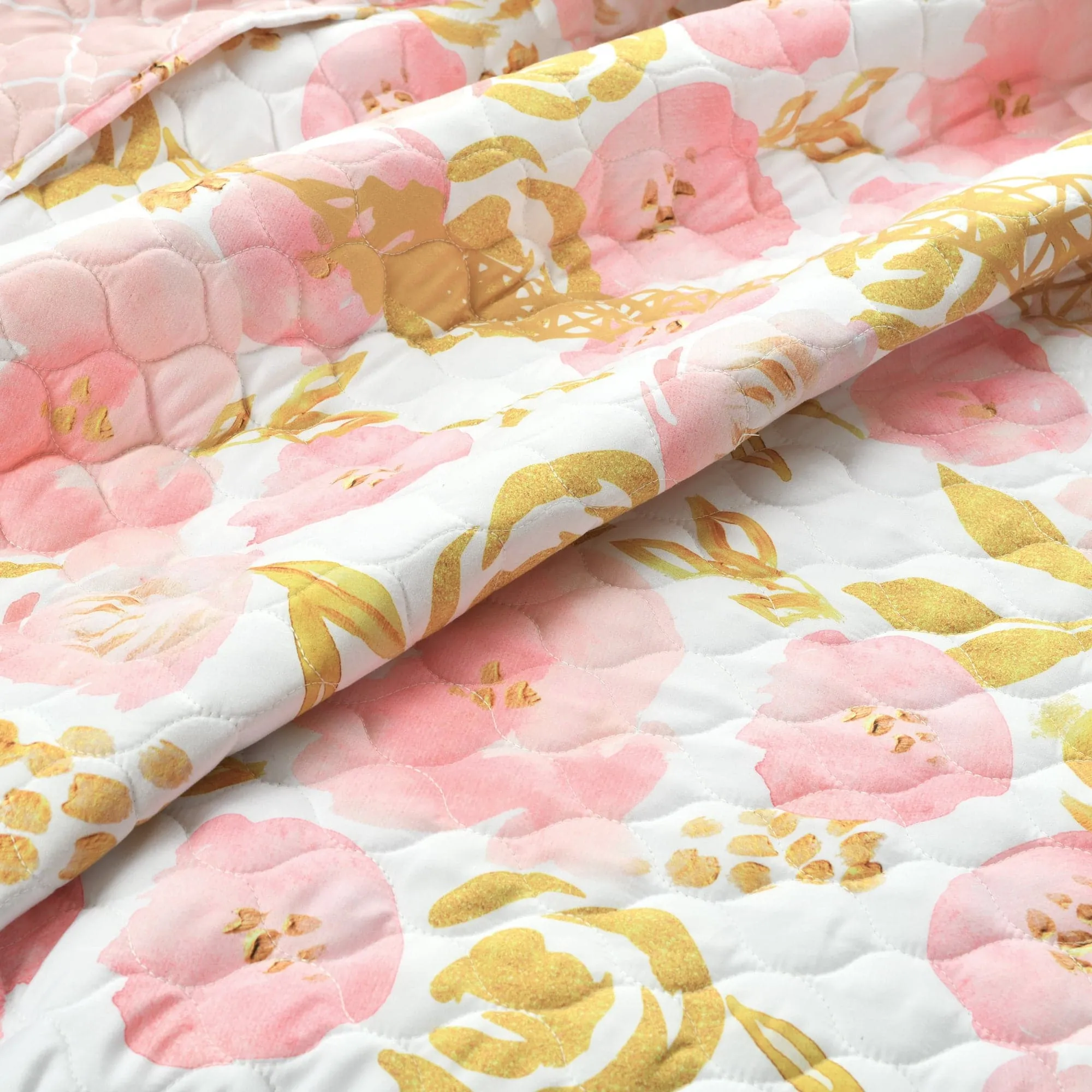 Watercolor Rose Paris Glitter Reversible Quilt Set