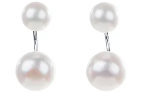 White Freshwater Pearl Double Stud and Dangle Earrings with Sterling Silver