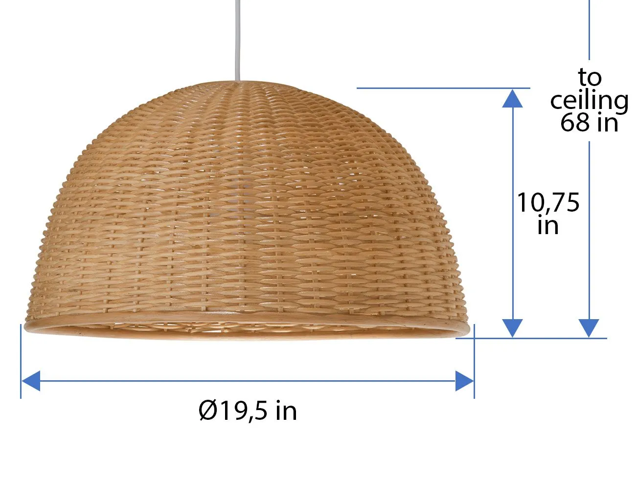 Wicker Dome Pendant Lamp