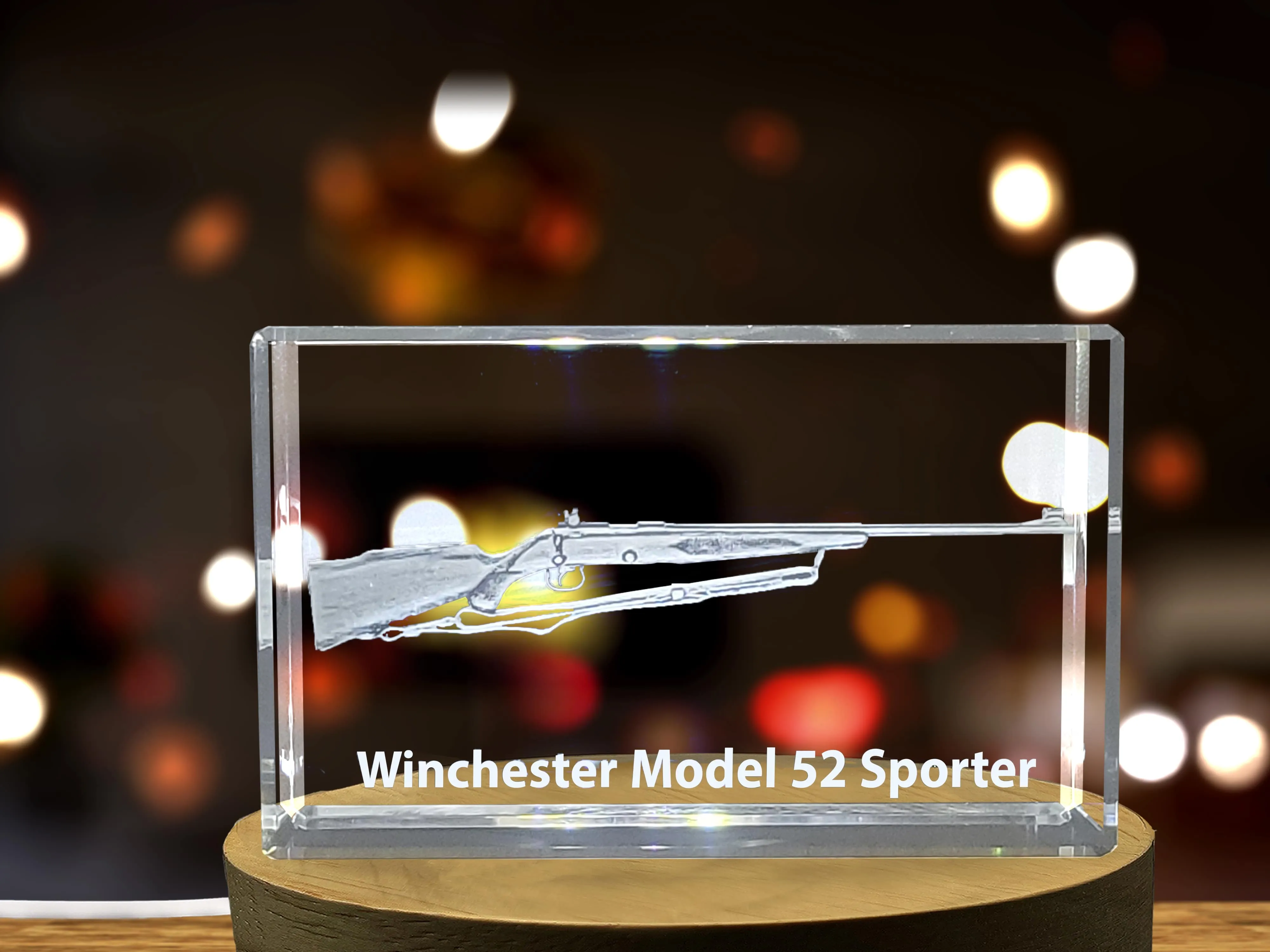 Winchester Model 52 Sporter Rifle | 3D Engraved Crystal