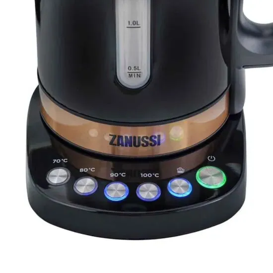 Zanussi ZEK-1290D-BK 3000W 1.7L Digital Cordless Kettle - Black and Gold