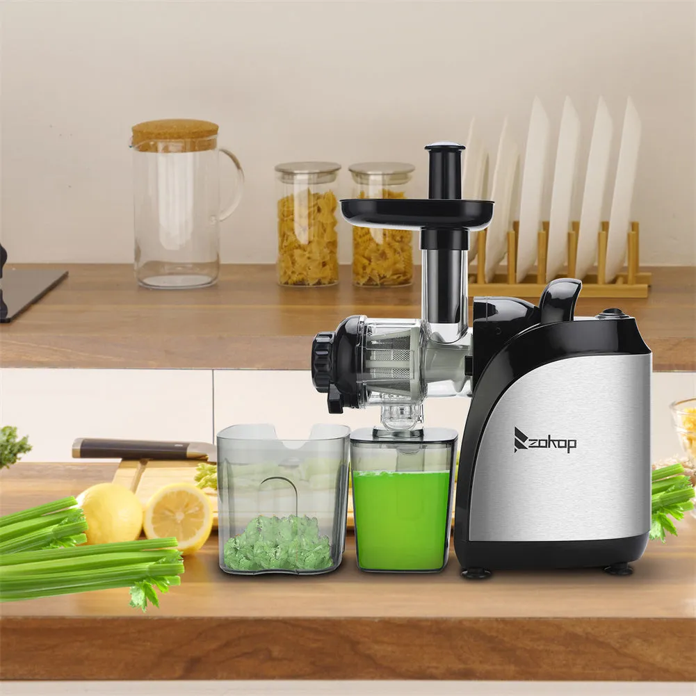 ZOKOP Electric Juicer 2-speed Mechanical Horizontal Juicer Machine Black